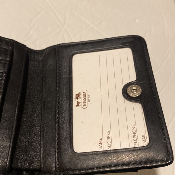 Coach mini wallet patent leather purse zip black silver - Picture 12 of 12